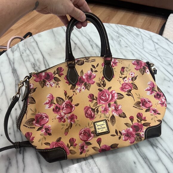 Dooney and Bourke Cabbage Rose Satchel Handbag with Shoulder strap - Picture 1 of 11